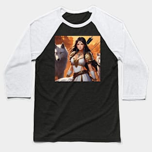 Ancient Turkish Woman Warrior  (ABAKAY) Baseball T-Shirt